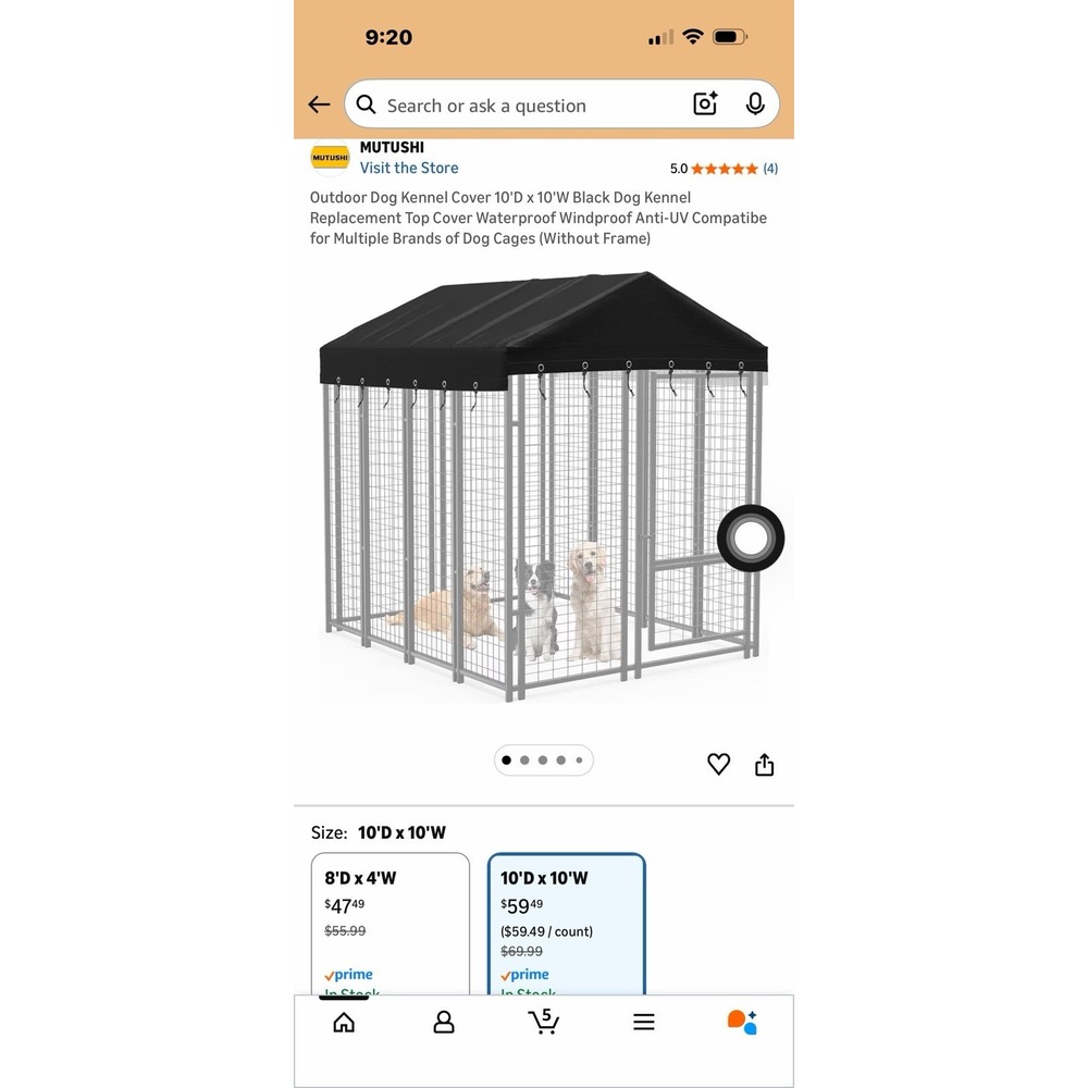 Outdoor Dog Kennel Cover Cage 10 x‎ 10 ft Large Cover